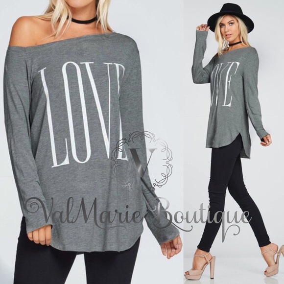 ValMarie Tops - Gray Off Shoulder Love Top